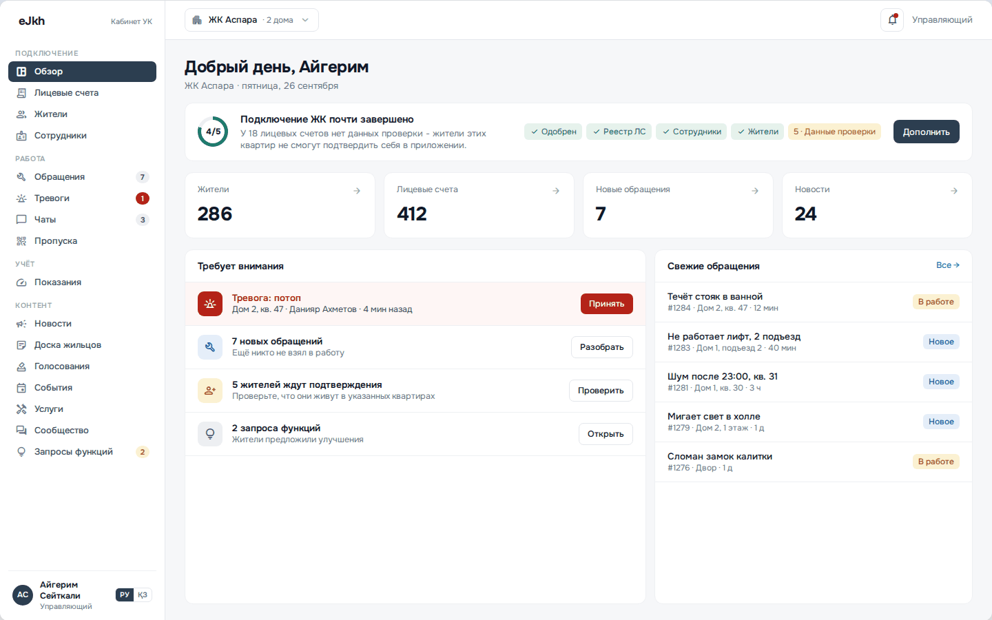 Обзор кабинета УК